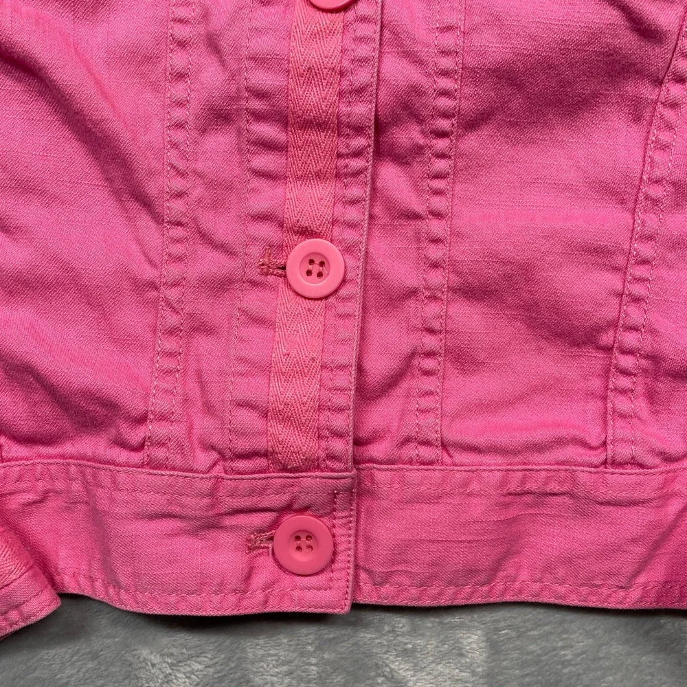 Liz Claiborne Denim Jacket Womens Small Pink Stretch Button Front‎ Trucker Coat
